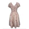 Women Summer Lantern Sleeve Ruffles V Neck Floral Printed One Piece Dress