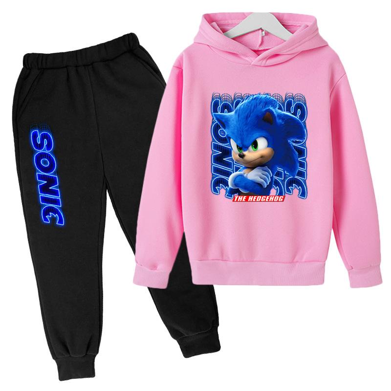 Podzim Zima Sonic the Hedgehog Potisk Postavy Mikiny Tepláky Sety Ležérní Teplé Sportovní S Dlouhým Rukávem Kalhoty Dětské Chlapecké Oblečení Sety