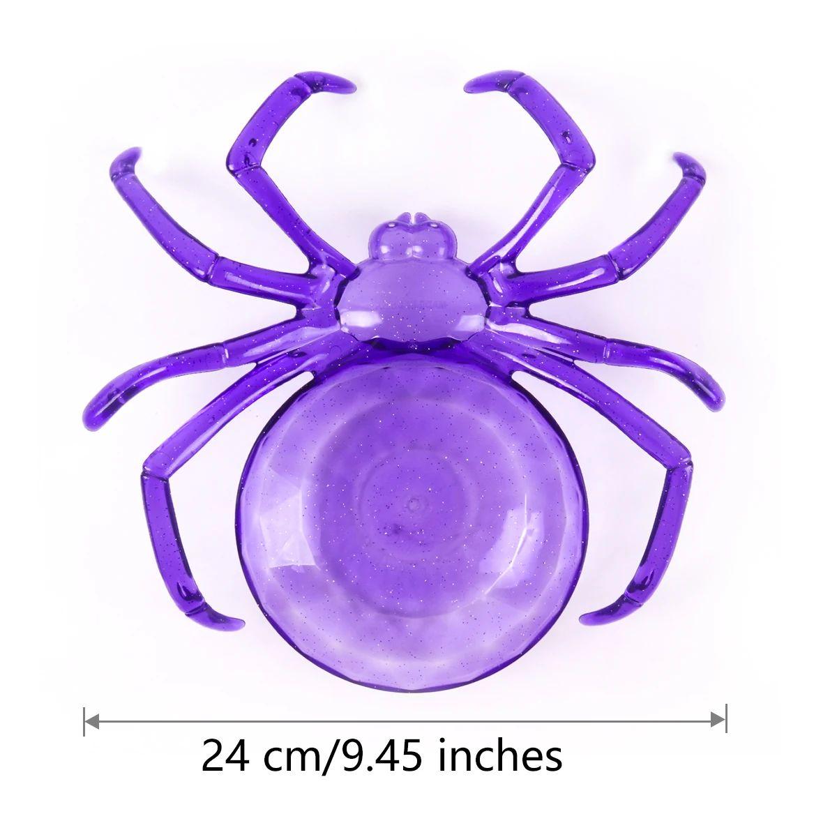 

Halloween Spiders Shaped Bowl Fruits Plate Food Tray Candy Biscuit Package Basket Trick or Treat Halloween Party table Decor 24x24cm фіолетовий