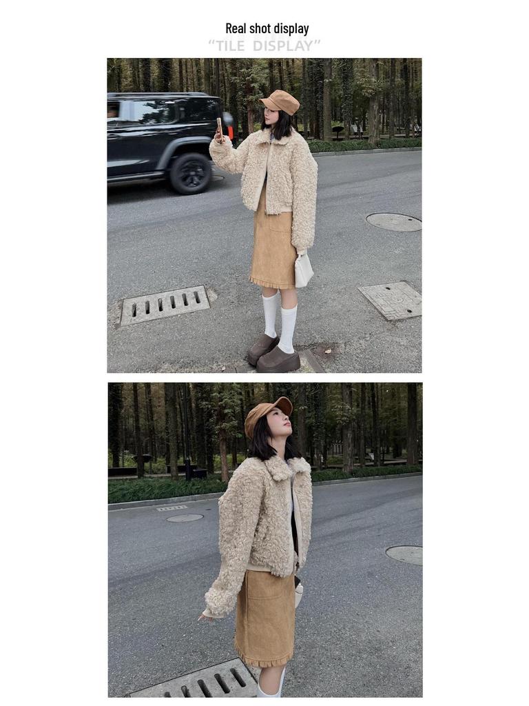 Women's Korean Retro Pleated Wool Skirt: Autumn/Winter Mid-Length, Ruffled Versatile Slim Fit
