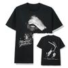 Michael Jackson Portret Gouden Handtekening T-shirt Oversized Y2k Katoen Grafisch T-shirt Unisex Unisex Streetwear Top Dames Heren Kleding