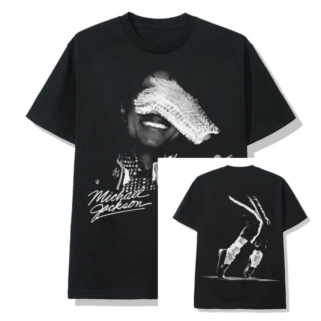 Michael Jackson Portret Gouden Handtekening T-shirt Oversized Y2k Katoen Grafisch T-shirt Unisex Unisex Streetwear Top Dames Heren Kleding