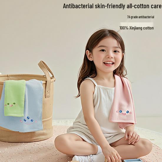 Absorbent Pure Cotton Children's Face Towel - No Shedding, Soft & Durable
