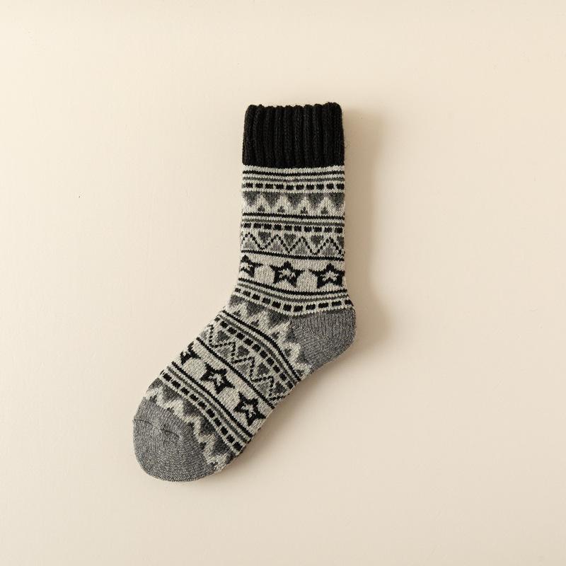 Wool Thickened Socks Women'S Terry Piled Super Thick Warm Medium Tube Socks Ethnic Trend Winter Home Socks Women
