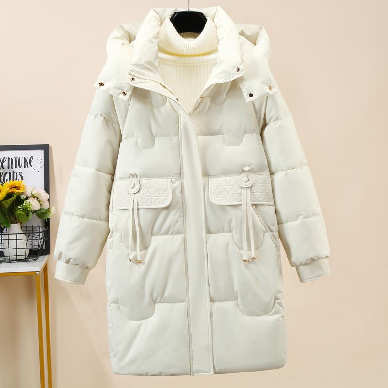 Haină de iarnă la modă pentru femei Parka lungă cu glugă groasă îmbrăcăminte exterioară caldă jachete damă