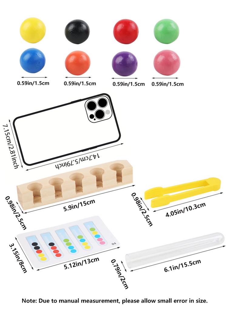 Jucărie cu Clipsuri, Mărgele de Lemn și Eprubete, Joc de Sortare pe Culori, Numărarea Mărgelelor, Abilități Motorii Fine, Jucării Montessori Pentru Copii, Cadou Pentru Copii