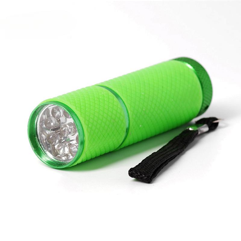 9LED Mini Portable Waterproof Purple Dry Battery Nail Torch UV Flashlight