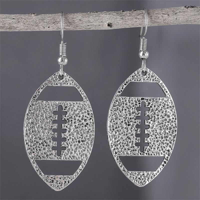 1 Pair of Rugby Shaped Earrings, Hollow Earrings