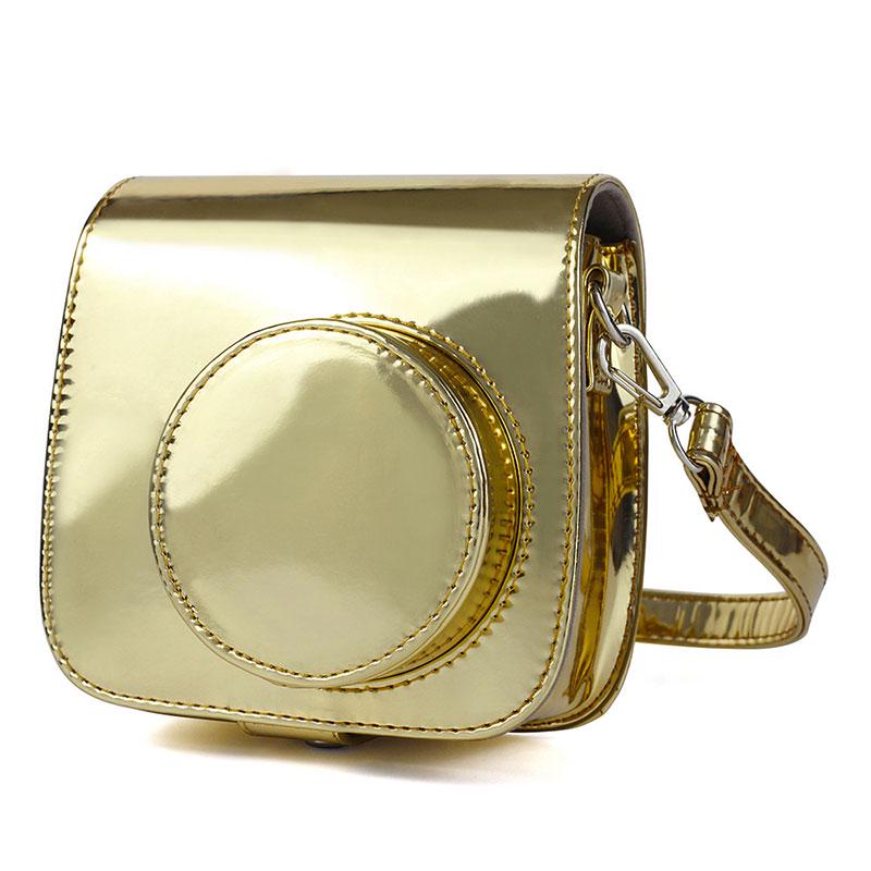 

Сумка для фотоаппарата из искусственной кожи с лямками для Fujifilm Polaroid Mini8/8+/9 for mini8/8+/9 золотой