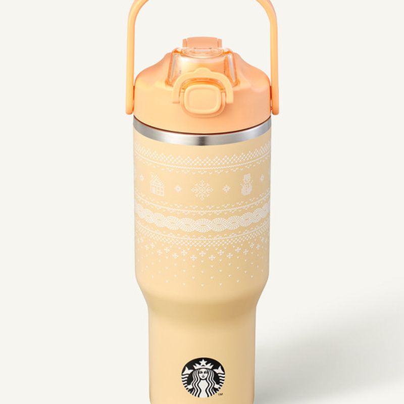 STARBUCKS SS Winter Knit Orange Cal Tumbler 946ml