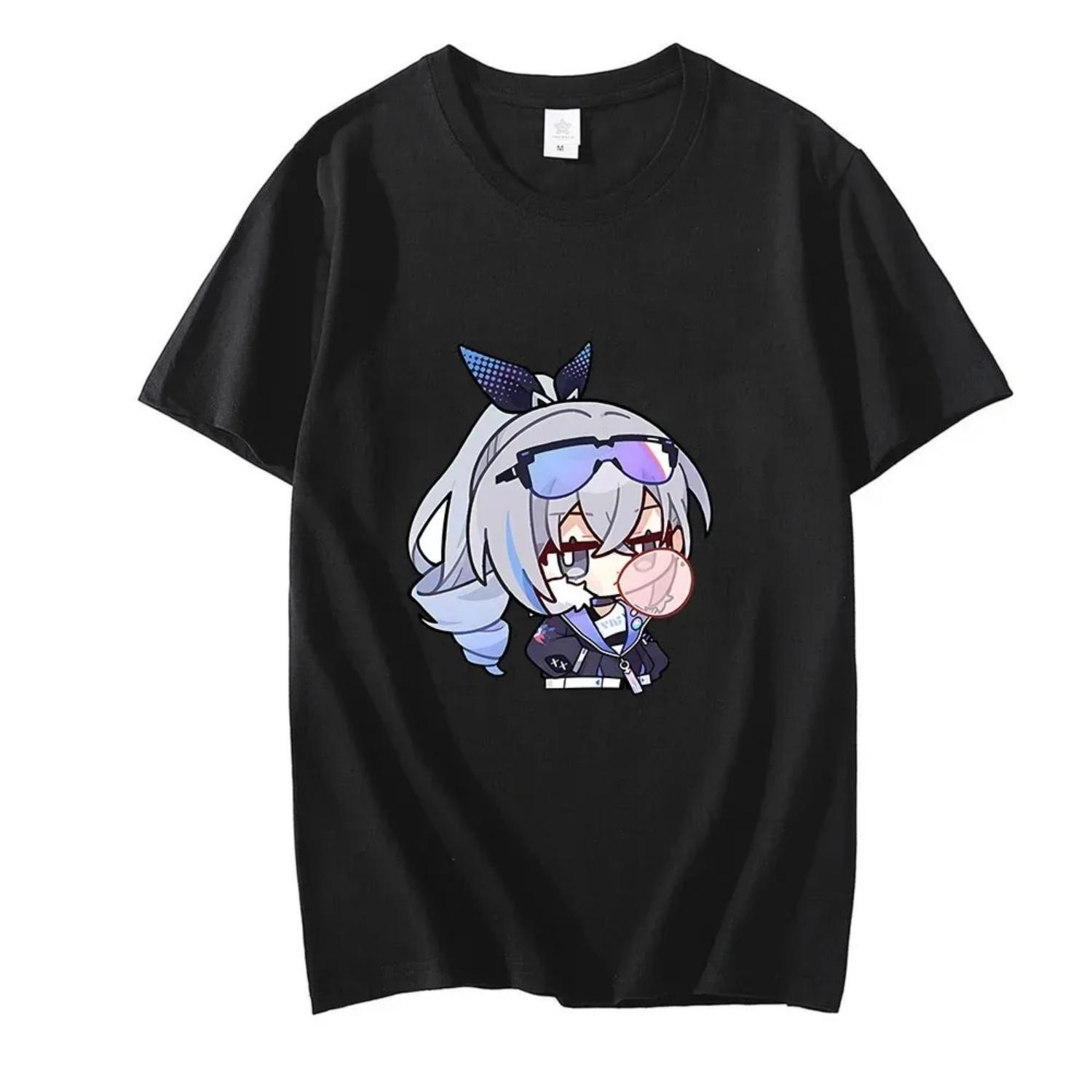 

Japanese Anime Girl Game s T-shirt Oversized T-shirt Casual Cotton Daily Four Season T-shirt s Clothing Breathable Top(4) S чёрный