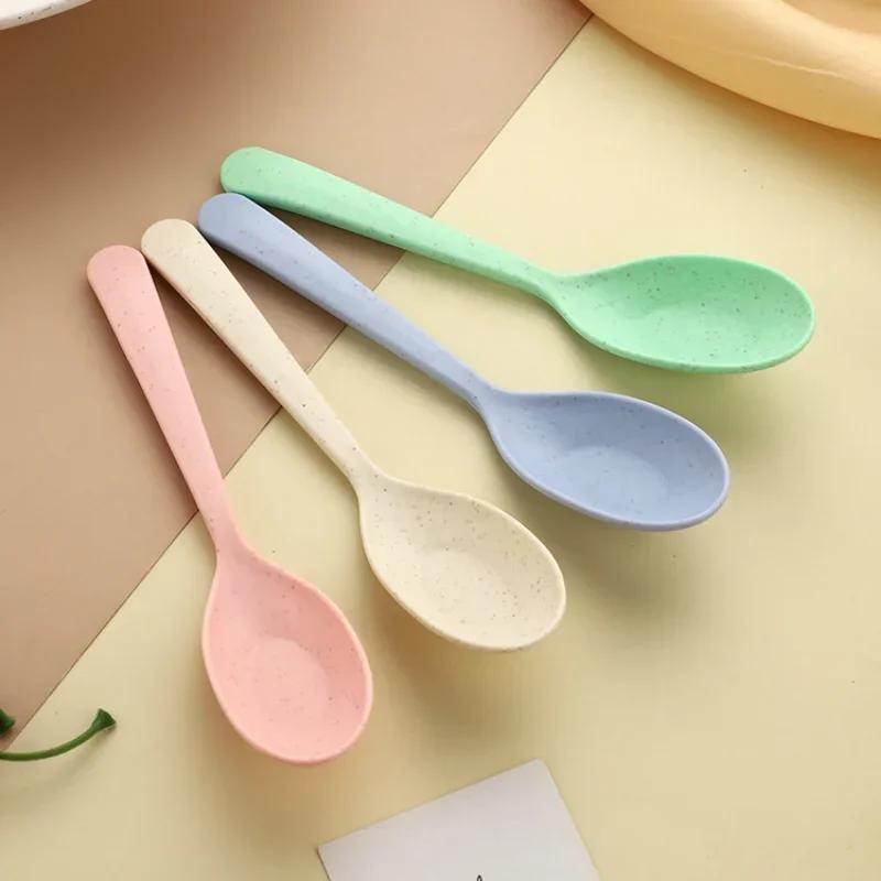 Set de veselă din paie de grâu 3în1, furculiță, lingură, cuțite, picnic, camping, cu carcasă, veselă portabilă, set de tacâmuri