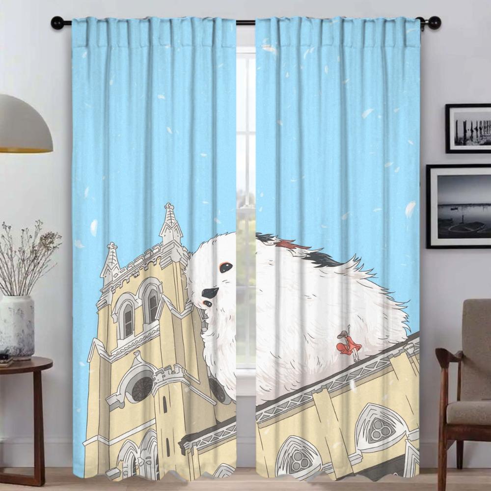 Blackout Curtains for Living Room Curtain Cute Home Interior Curtains 2 Pieces Tulle for Bedroom Partition Shades Kitchen Camera
