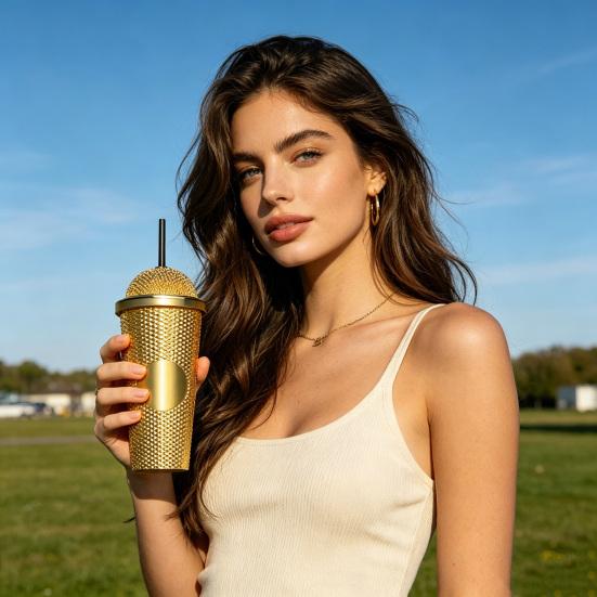 Vaso con Patrón de Diamantes y Pajita, Vaso para Batidos con Boquilla, Vaso Texturizado para Bebidas Frías con Café Helado, Botella de Agua Reutilizable de Plástico para el Hogar y la Oficina,
