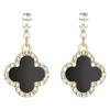 European-American Style S925 Silver Needle Black Oil Drop Diamond Square Earrings