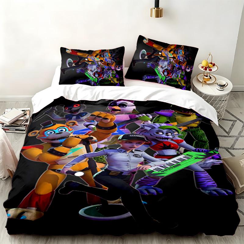 Five nights at freddy 3pc set Perfect for bedroom use Comfortable bedding set includes a duvet cover and two pillowcases Ideal birthday or Christmas g