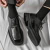 Summer Spring Men Platform Leather Shoes Breathable Office Bussiness Formal Shoe Square Toe Male Black White Wedding Dress Shoes