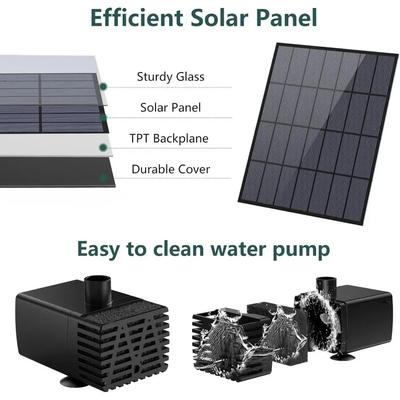 3.5W Split Solar Fountain with Multiple Nozzles DIY Solar Water Pump 4.9 Feet Water Pipe for Solar Fountain In Garden Pond