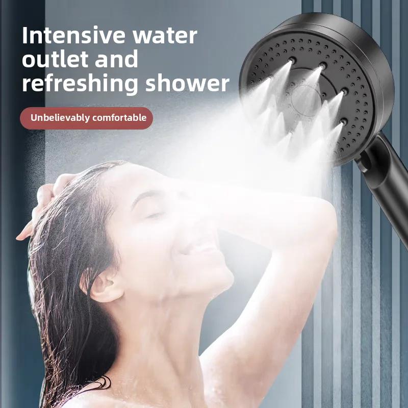 Black 5 Modes Shower Head Adjustable High Pressure Water Saving Shower Head Water Massage Shower Head Bathroom Accessories