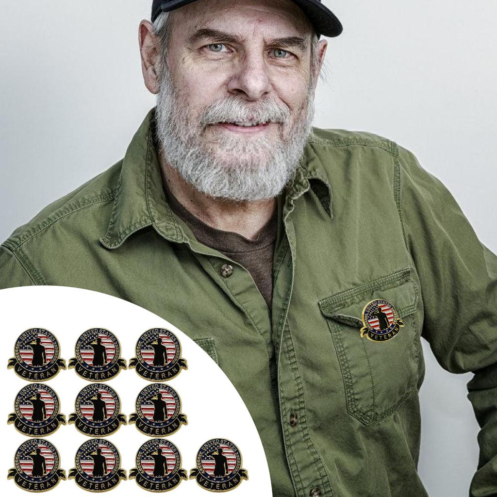 Fashionable Veterans Lapel Pins Portable Service Commemorative Brooch Sturdy Alloy Pins Decoration for Adults Daily Use
