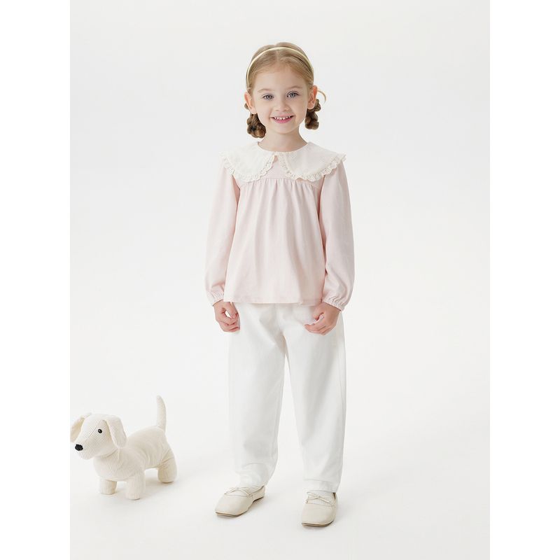 Mark Jenny Girls' Lace-Waist Versatile Denim Carrot Pants Baby Pants Pure Cotton Spring New Arrival 551528