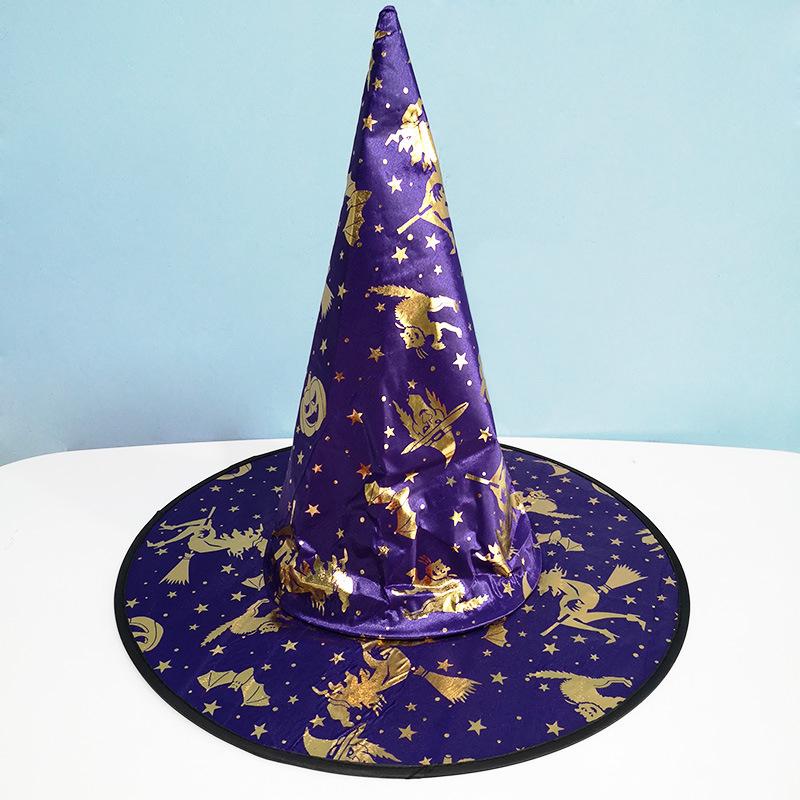 Trendy Halloween Witch Hat with Hot Stamping - Essential Costume for Wizards and Magic Parties One Size