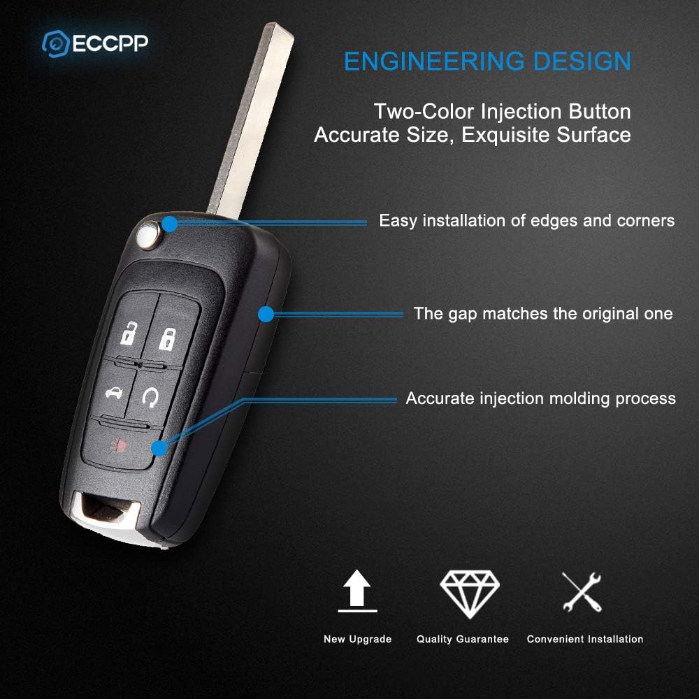 ECCPP 1PCS Key Fob Shell Case Replacement OHT01060512 Compatible with 014 for GMC Terrain,2015 for Chevrolet Sonic Key Fob Case