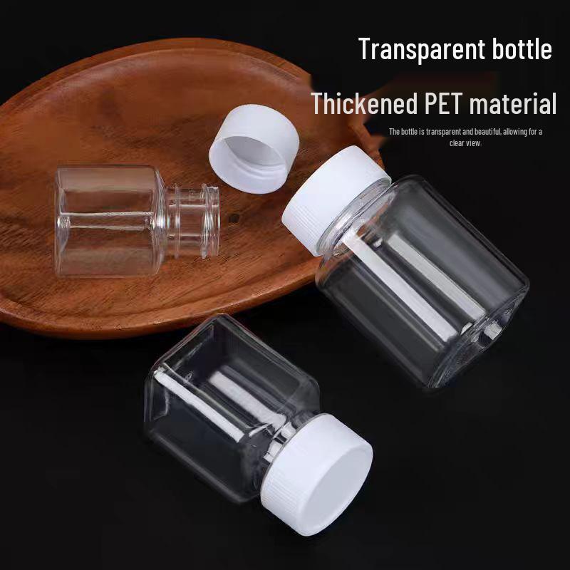 30ml Wide Mouth Food Grade Plastic Bottle – Small Square Sample or Medicine Dispenser.