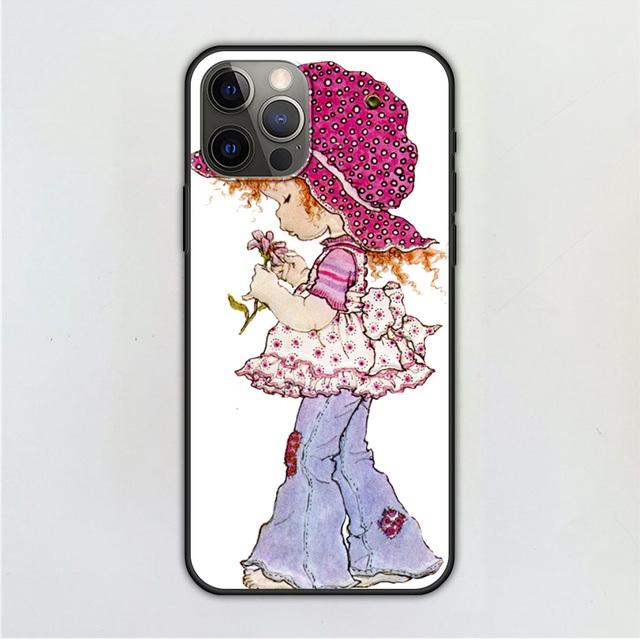 Etui na telefon komórkowy dla iPhone 14 12 Mini 11 Pro X Xs Max Xr 8 7 6 6s Plus Czarne TPU Fundas Silikonowe Capa Wzór Sarah Kay