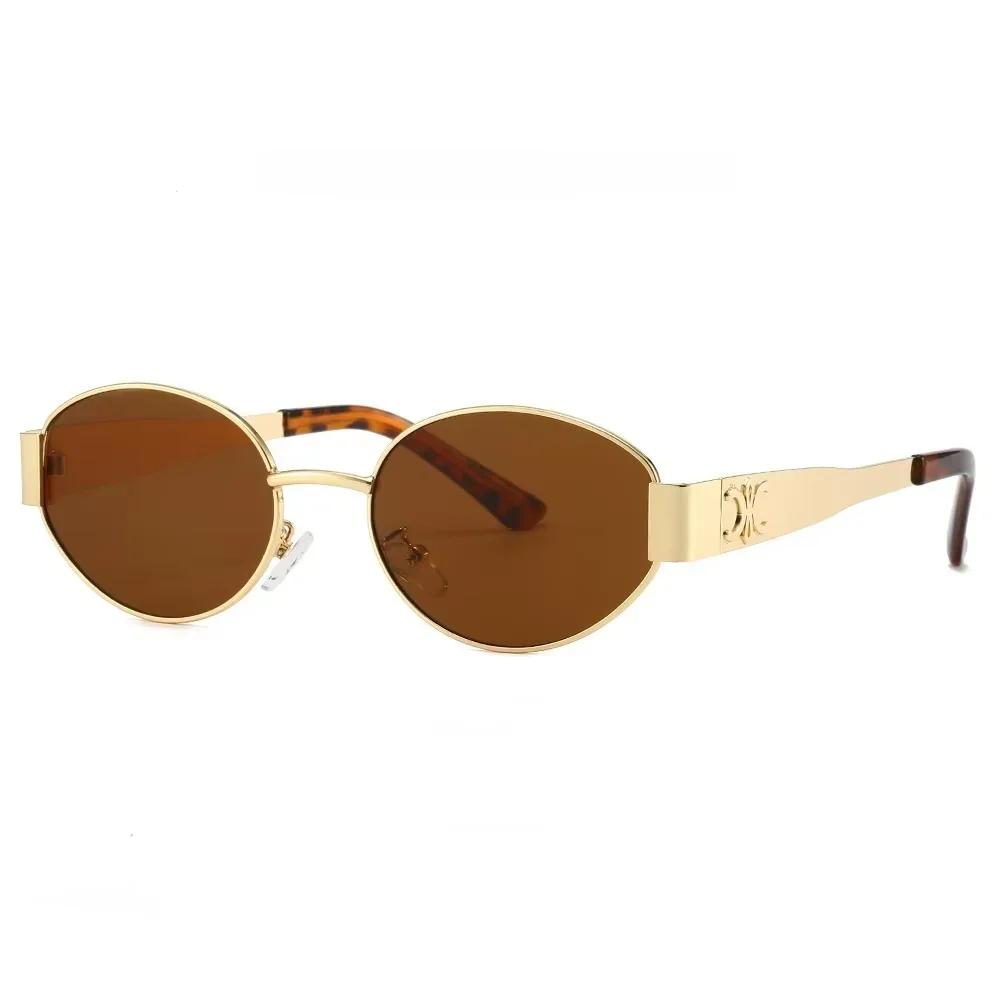Luxury Metal Brand Sunglasses For Men And Women Unisex Designer Fashion Sun Glasses Oval Unisex Stylish Eyewear Shades Uv400