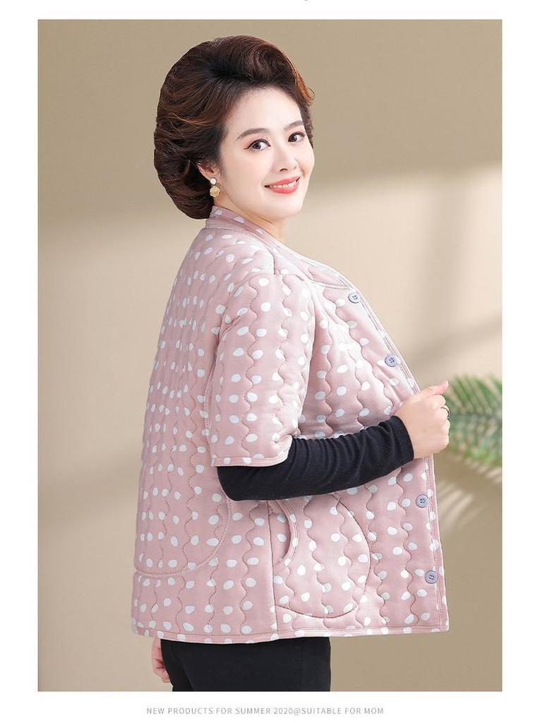 Women's Camel Down Cotton Vest for 50-60-Year-Olds: Thick, Mid-Sleeve Winter Jacket