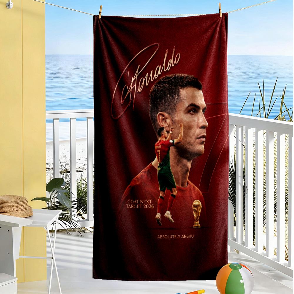 Ronaldo's Legacy Soccer Beach Towel Super Soft Microfiber Quickdry Fabric Comfortable Lightweight Perfect for Traveling Yoga Camping and Swimming
