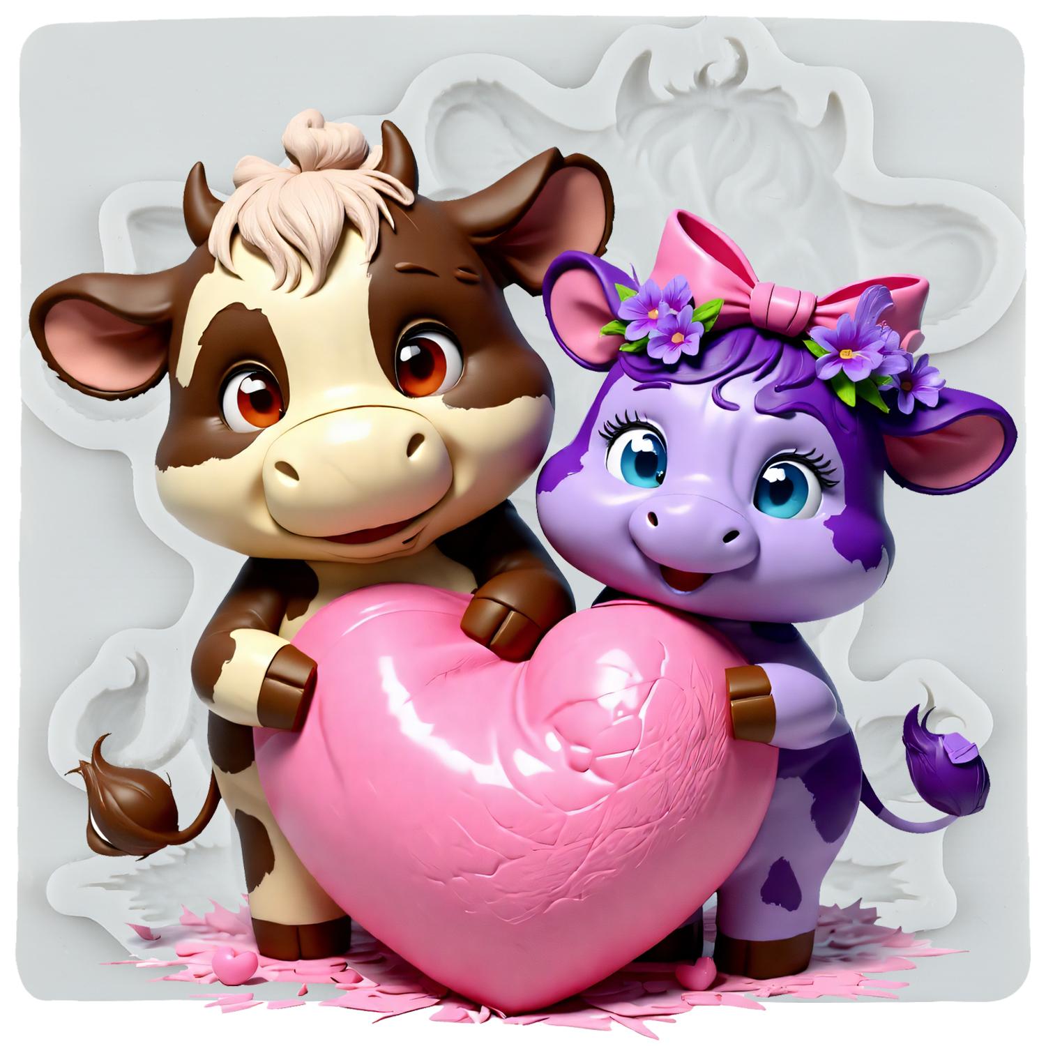 

Силиконовая форма для коровы, форма для фондана в виде сердца с любовью к скоту, инструменты для украшения торта, тематический торт, десерт, декорированная форма для шоколадных конфет серый