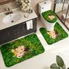 3pcs Ponyo2 Pattern Flannel Nonslip Absorbent Washable Decorative Bathroom Home Toilet Seat Cover Mat