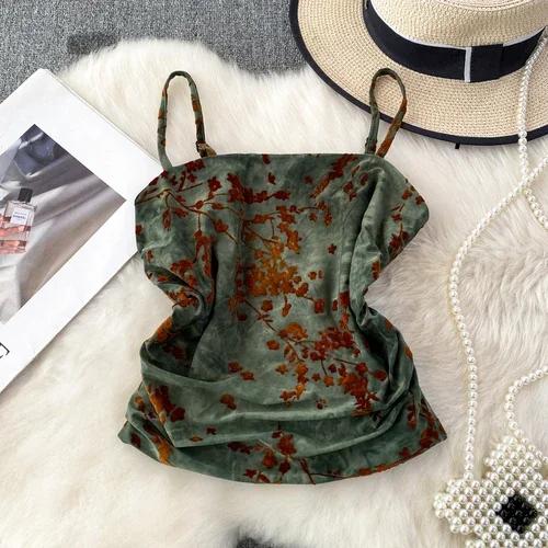 Sexy Print Jacquard Tube Chic Strapless Crop Fashion Sleeveless Camis Autumn Women Tank S