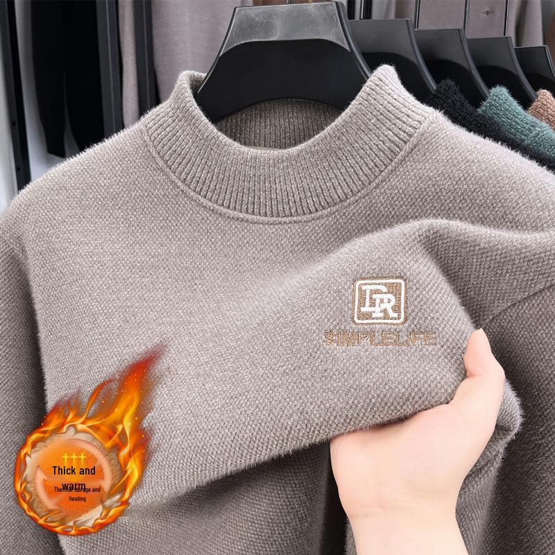 

Men s Winter Fleece Chenille Sweatshirt - Semi-High Neck, Casual Loose Fit, Plus Thick Warmth 3XL 125 83-90 kg