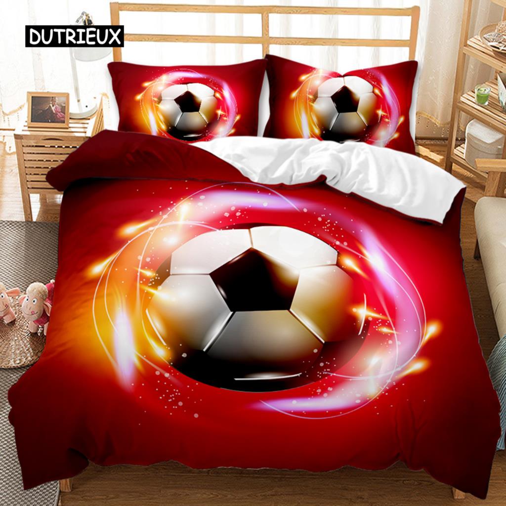 Soccer Duvet Cover Football Kids Bedding Set 3D Comforter Cover Boys Teens Sport Lovers Double Queen King Polyester Qulit Cover