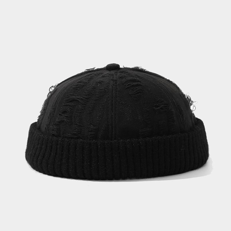 New Thickening Docker Hat Color Blocking Melon Skin Hat Beanie Caps Brimless Hats Retro Breathable Men Woman Outdoor Warm Caps