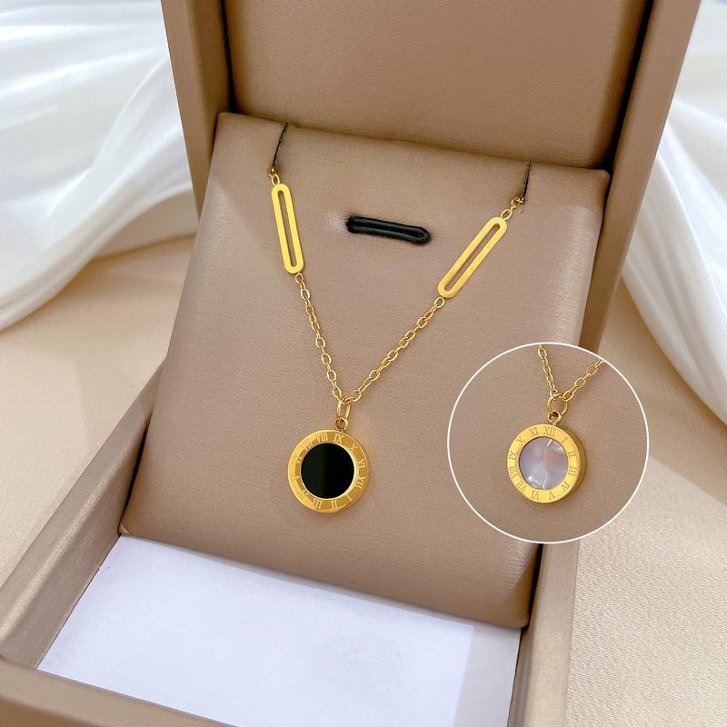 Κολιέ Punk Hip-Hop Στυλ που Διατηρεί το Χρώμα Τemperament Απλό Τύπου Μπροστινή Αγκράφα Αλυσίδα Κλείστρο Κλείστρο