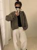 Korean Retro Color Block Stripe Zipper Hooded Knit Cardigan for Women - Autumn/Winter Loose Fit Sweater Jacket