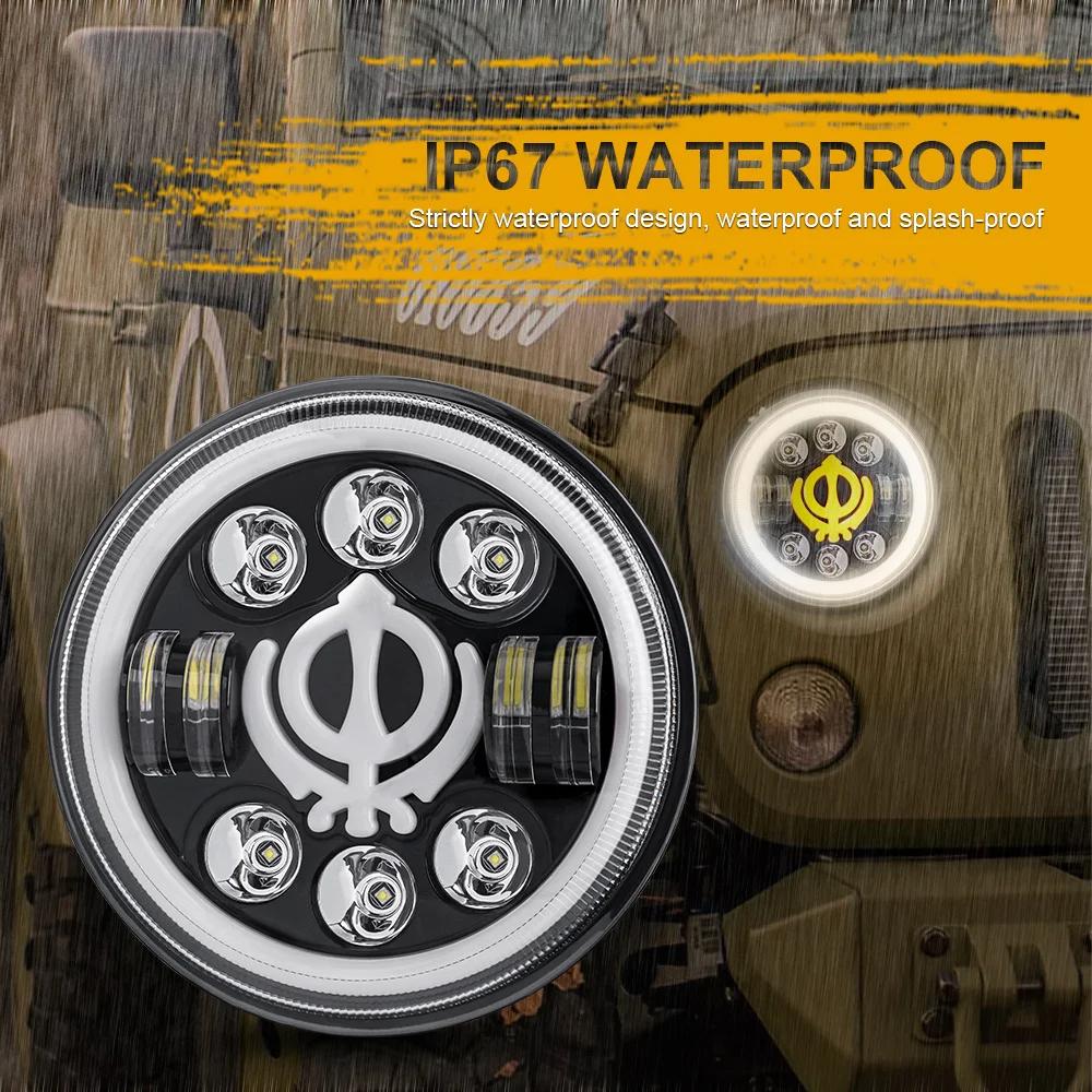 1X 7 Inch LED Headlight Bulbs Assembly DRL Lights H4 Round Headlamp Angel Eyes Car Accessories For Suzuki samurai Lada Niva Jeep