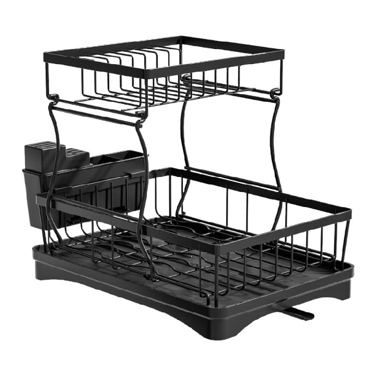Multiurpose 360° Rotating Kitchen Dish Drying Storage Rack with Double Layer Designs Portable Accessory for Easy Use