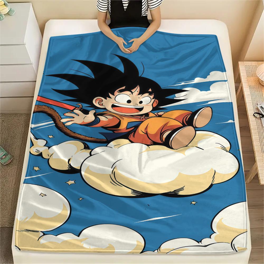 Son Goku Anime Print Flannel Blanket, Versatile Use for Sofa Bed Chair, Picnic Travel, Warm Bedroom Decor -HE25