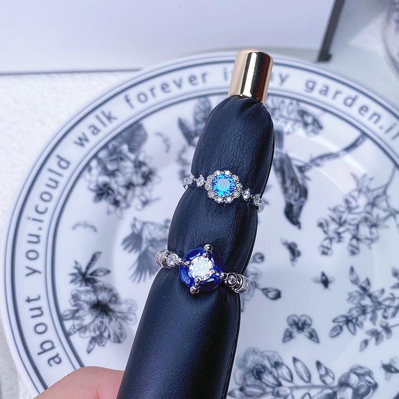 Color Treasure Sunflower Smart Sapphire Super Flash Zircon Ring Women'S Niche Design Light Luxury High-End Ring
