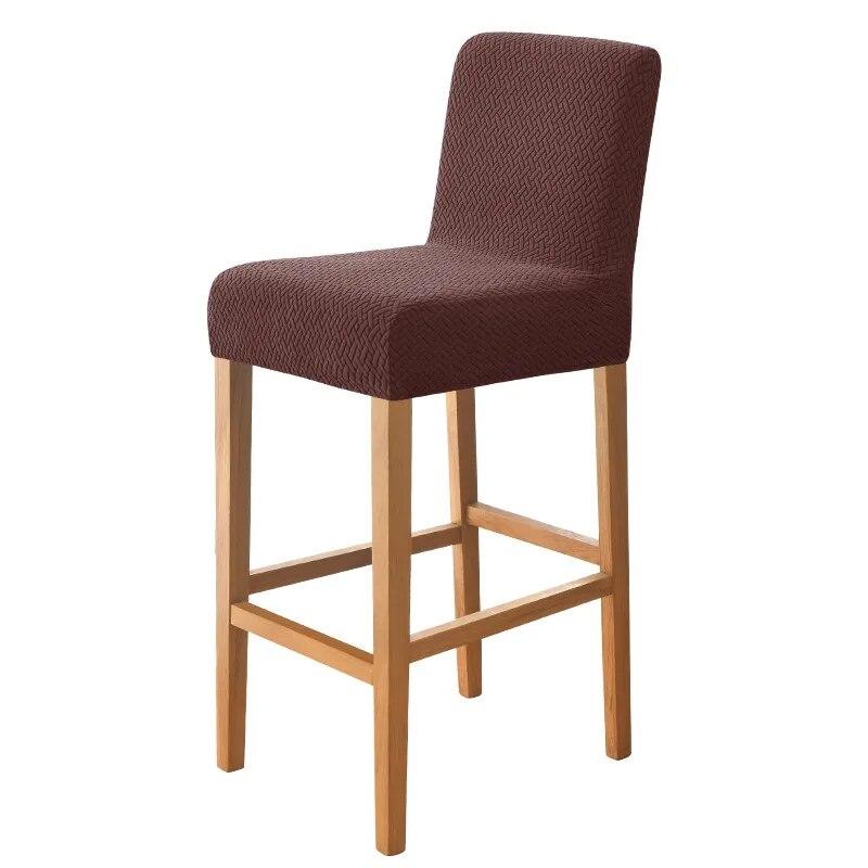 Hotel Bar Stool Chair Cover Jacquard Short Back Chair Covers for Dining Room Banquet Kitchen Spandex Stretch Seat Slipcover