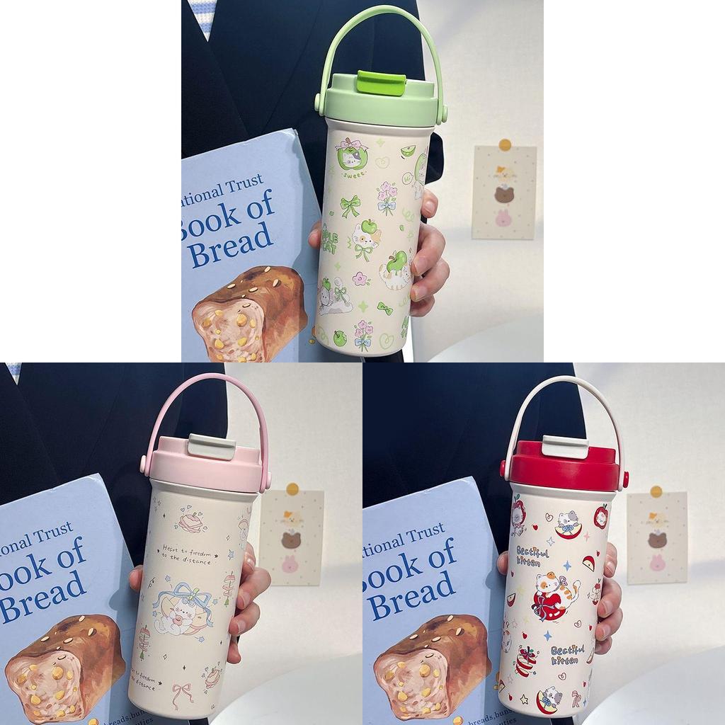 Salt Cat Creators 600ml Insulated Travel Mug With Handle And Straw For Office And Outdoor Use