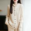 Women's Thickened Hooded Wool Cardigan: Autumn/Winter Simple Casual Cable Knit Sweater Coat