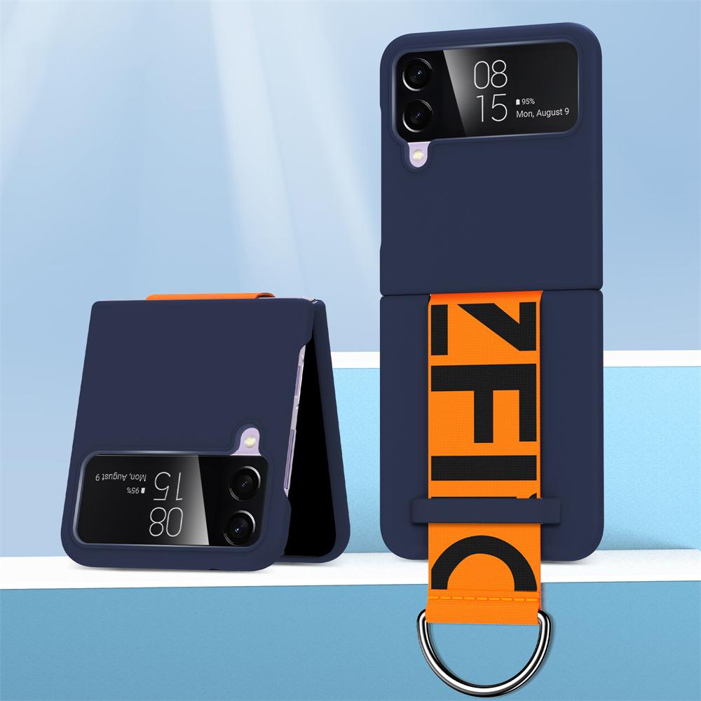 

Luxury Liquid Matte Armor Wrist Strap Phone Case For Samsung Galaxy Z Flip ZFlip 6 5 4 3 Zflip6 Zflip5 Zflip4 Zflip3 Skin Funda For Z Flip5