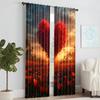 Set Of 2 Versatile Polyester Transparent Curtains Home Decoration Heart Tree Rose Use Bedrooms Living Rooms Made Room Window Treatment
