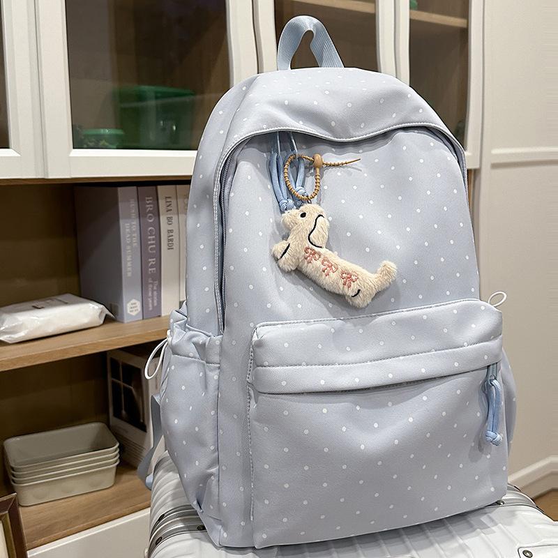 Korean version of polka dot schoolbag female college student simple cute girl backpack junior high school girl small fresh backpack tide